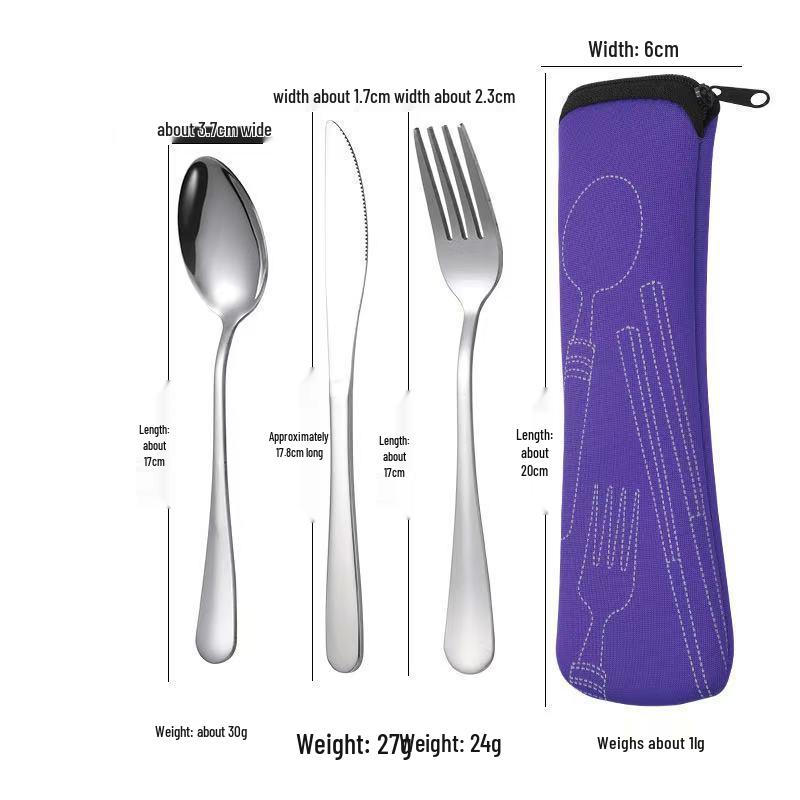 Stainless Steel Cutlery Set: Knife, Fork, Spoon & Chopsticks - Portable 4-Piece Set for Students, Travel, & Gifts