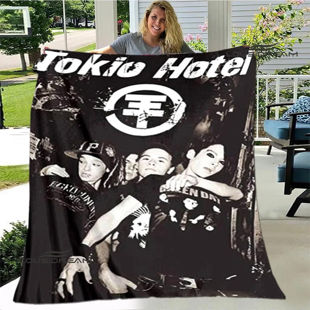 Coperta stampata della band Tokio Hotel Coperta calda per bambini Coperta in flanella morbida e accogliente Coperta per divano letto Coperta da viaggio Regalo di compleanno