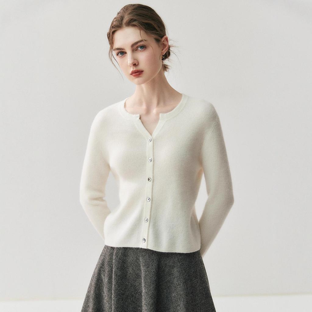 Elegant Buttoned Cashmere Knit Cardigan - Women's Skin-Friendly Autumn/Winter Outerwear