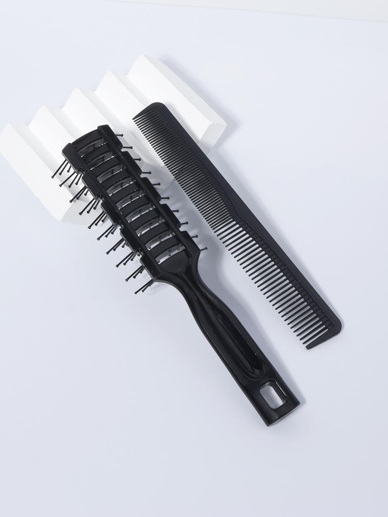 3-piece Fluffy Massage Salon Hair Steel Needle Tip Tail Comb and Double-sided Hair Comb Set Special for Real Hair Wigs