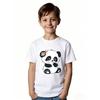European sizes Cute Cartoon Style Panda T-Shirt - Featuring Pink Flower Decorations, Black Background Design, Suitable for Summer Casual Wear