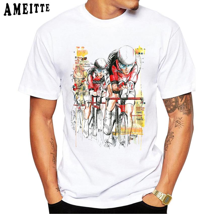 Moda Ilustrowana Retro Rowerowa Kolarstwo Motywacja Zespół Wyścigowy T Shirt z nadrukiem Męska koszulka Bicyles Sport