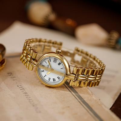 New Light Luxury Medieval Style Watch Simple Small Round Watch Roman Scale Steel Band Temperament Ladies Watch