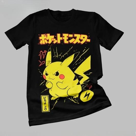 Pokemon shortsleeved Tshirt for men summer Pikachu Genki Mewtwo anime peripheral clothing Mens Shirts Women Y2k tshirts