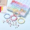 600pcs Double Color Jelly Result Round Glass Beads with Elastic Cord Jewelry Scissors Kits for Bracelet Necklace DIY Jewelry