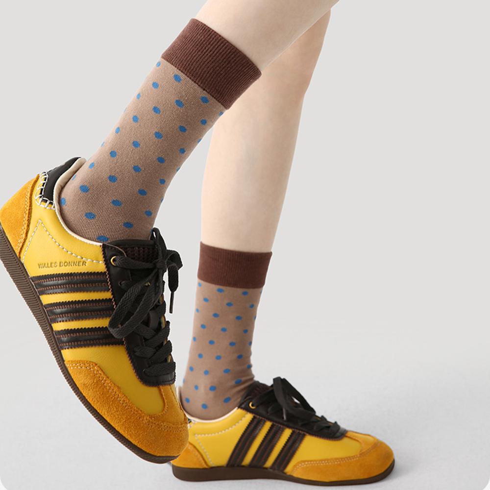 3 Pairs Fashion Cotton Socks Breathable Moisture Wicking Elastic Mid Calf Socks for Women