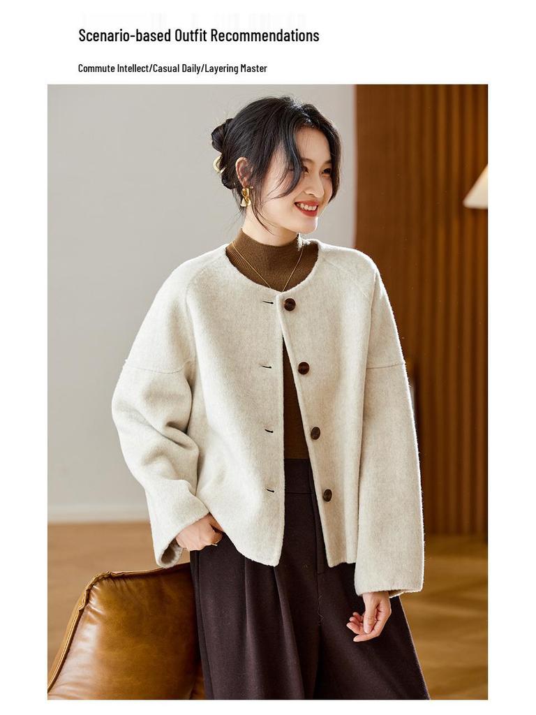 Women's Cotton Cocoon Half-High Collar Knitwear - Slim Fit Solid Color Base Layer Top (Spring/Autumn 2026)