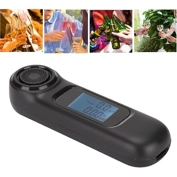 Breathalyzer USB Rechargeable Portable Breath Alcohol Tester Noncontact High Accuracy Alcohol Tester with Digital LCD Screen Black