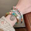 5Pcs Bohemian Multi-Layer Rice Bead Bracelet Wings Pendant Elastic Rope Bracelet Ethnic Style Jewelry