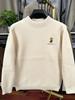 Men's Anti-Pilling Sweater with Fleece, Half-High Collar, New Embroidery, and Warm Knit Base Layer