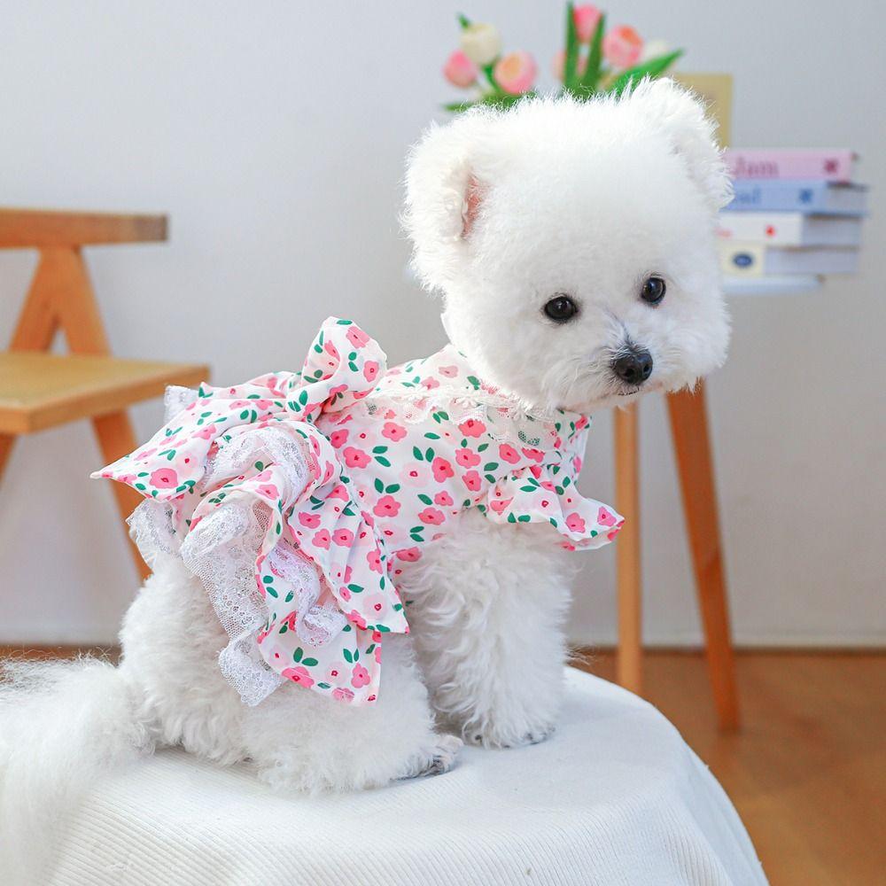 Lovely Puppy Princess Skirt Floral Dress Pet Dresses Pet Clothes Dog Dress  Spring/Summer