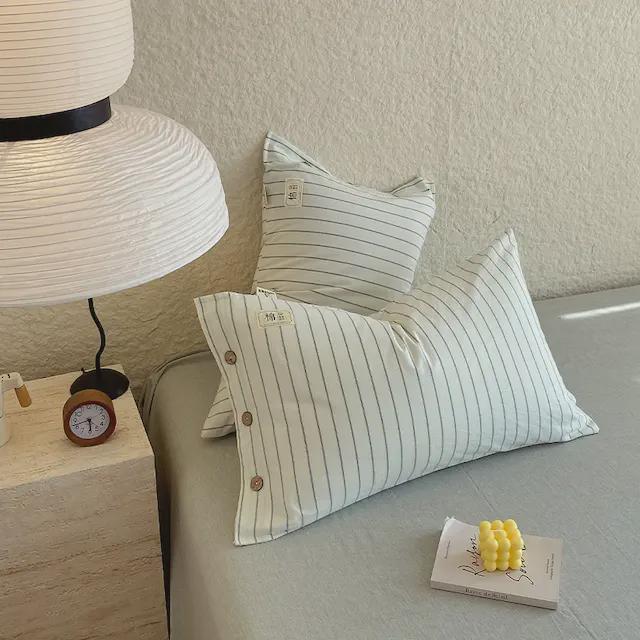 Zestaw 2 poszewek na poduszkę pojedynczą z czystej bawełny i lnu z wewnętrznym wkładem w całości bawełnianym, 48cm x 74cm