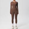 Spot Double-sided Abrasive Solid Color Tight-fitting Training Long-sleeved Yoga Suit, Sports Running and Fitness Two-piece Set