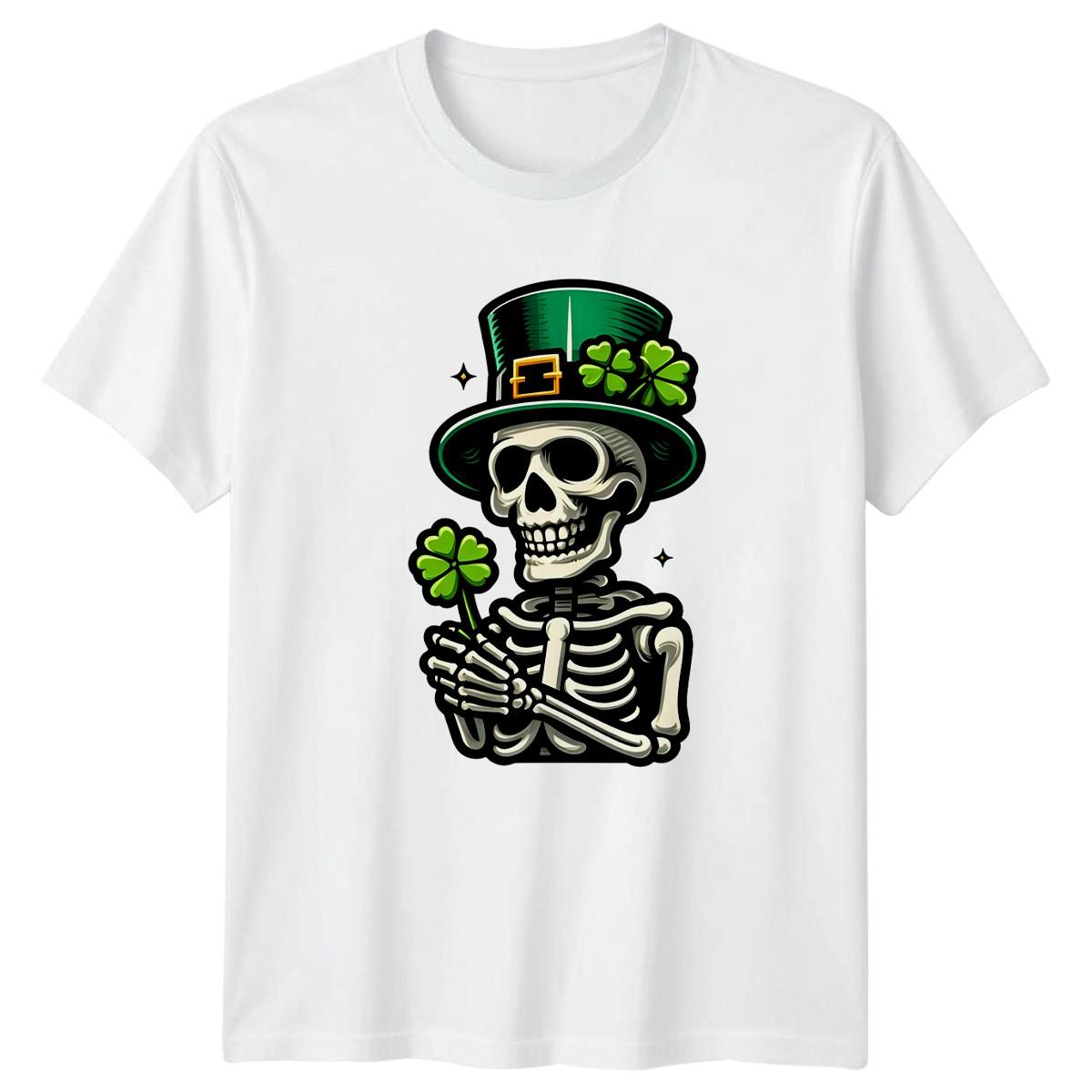 Skeleton St Patricks Day Clover Luck T-Shirt Irish Gothic St Patricks Day XXL
