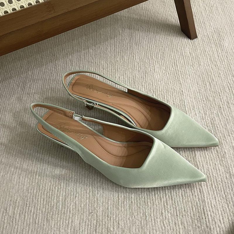 Fashion Female Slip On Footwear Shallow Ladies Low Heel Sandals Shoes Fashion Pointed Toe Women Heeled Sandals Pumps Shoes