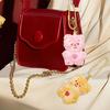 Lovely Butter Bear Couple Keychain Plush Charm for Fashionable Lovers with Adjustable Chain Length Portable Jewelry