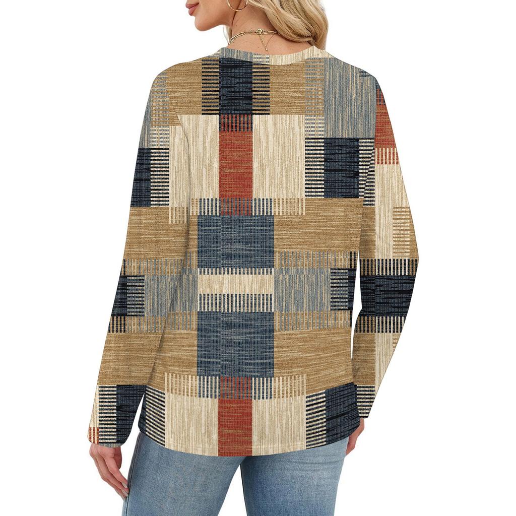 Camicie a maniche lunghe da donna T-shirt grafiche con stampa carina camicette Casual taglie forti Top basic Pullover