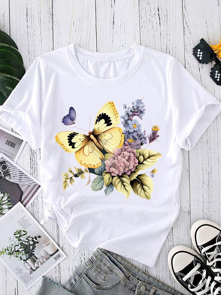 (Asian Size) love heart style Short Sleeve T shirt Printed T-shirts O-neck Casual Clothing Fashion Female Women's Top Graphic Tee