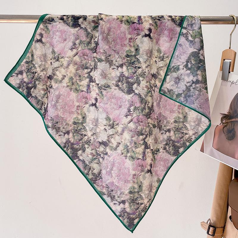 Fashion 70cm Cotton Square Scarf Women Floral Print Design Bandanas Lady Scarves Headband Accessories Handkerchief Hair