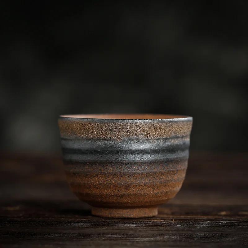 Retro Kiln Change Ceramics Master Cup Handmade Coarse Pottery Teacup Tasting Mug Tea Bowl Meditation Cup Tea Ceremony Drinkware