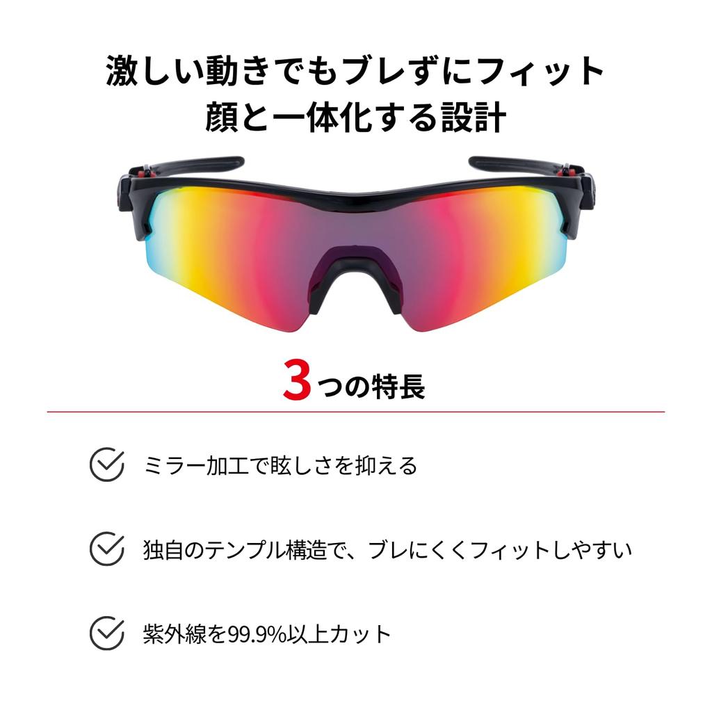 SWANS FACEONE BK Sports Made in Mirror Black with Red Shadow Mirror and Smoke Suitable for and FO-3501 Sunglasses, Japan, Lens, (Multi-coated
