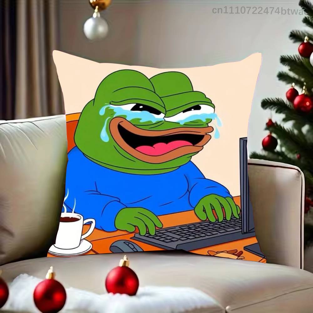 Meme Cute Frog Pepe Pillow Case Cover Square Sofa With For Pattern Comfortable Cushion Suitable Of Room