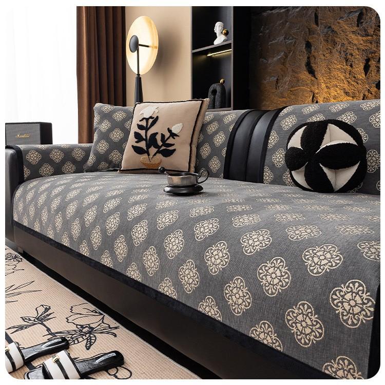 New Modern Minimalist Sofa Cover Fabric Straight Row Anti Slip Leather Sofa Cushion Cover Durable and Versatile for All Seasons 70x70cm серый