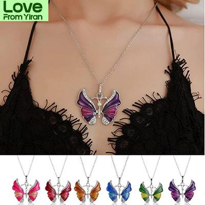 Dárky na den Móda Vintage kapající olej Atraktivní šperky Choker Dlouhý řetízek Přívěsek Motýl Náhrdelník