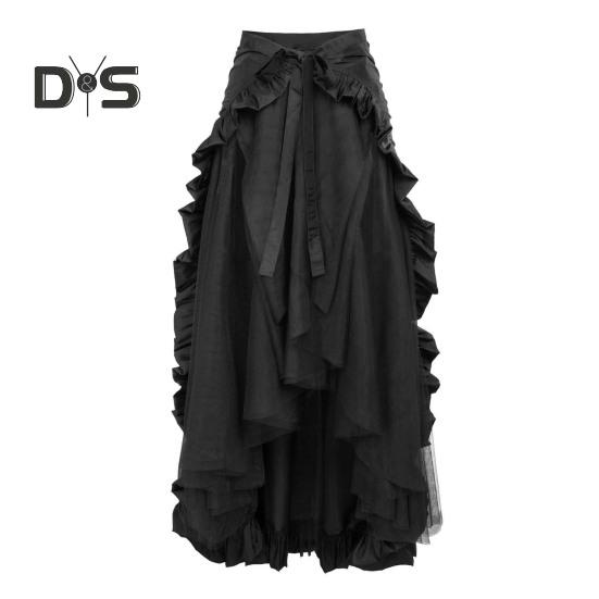 Damen Halloween Rock Cosplay Unregelmäßiger Rüschensaum Schnürung Hohe Taille Mesh Patchwork Steampunk Viktorianisch Performance Rollenspiel Fotografie Tanzen