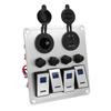 4 Gang Rocker Switch Panel Waterproof Marine Boat Toggle Switch Panel Silver Oxide On Off with Double Blue Light