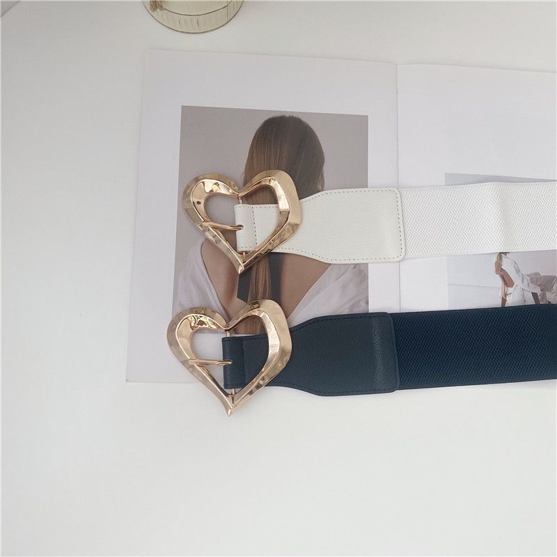 Pu Womens Elegant Wide Waist Belt With Unique Heart Buckle For Fashionable Styles Dress
