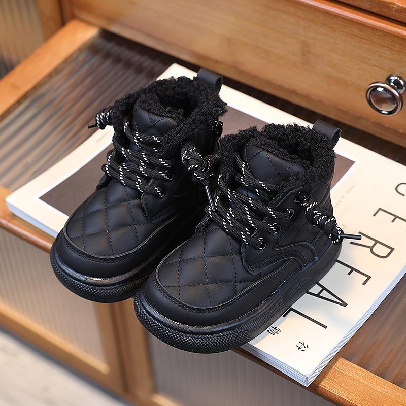 Children's Shoes Winter Girls' Short Boots Soft Soled Bread Shoes Boys' Snow Boots with Velvet Boots