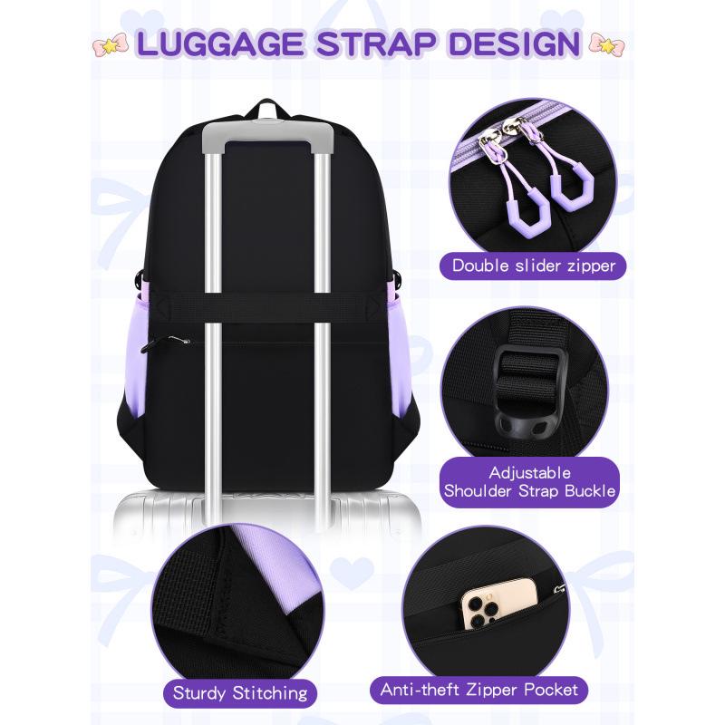 Pink Large Capacity Three-Piece Backpack Set for Junior High School Girls