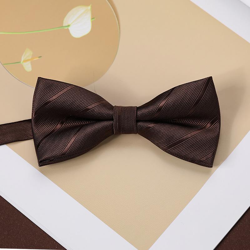 Men'S Fashion Bow Tie Color Woven Jacquard Double Striped Small Flower Business Retro Suit Shirt Bow