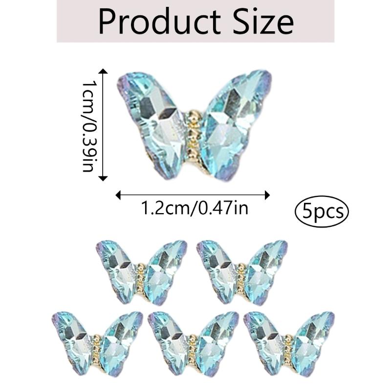 1Bag 3D Nail Charms Butterfly Shaped Nail Rhinestones for Women Elegant DIY Nails Art Decoration Accessories