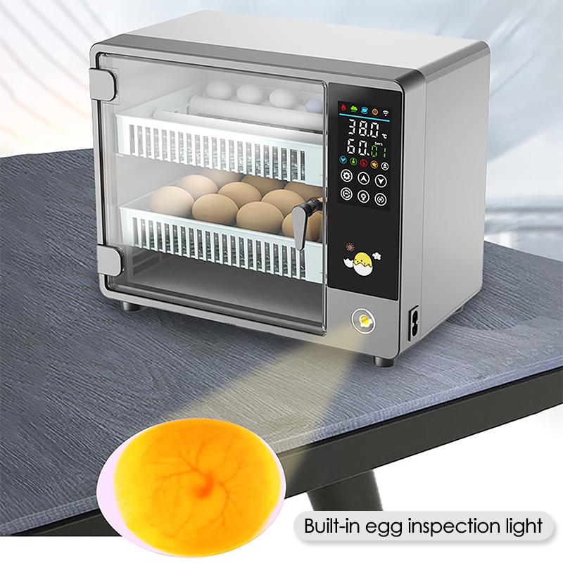 24 Egg Full Automatic Turning Incubator Touch Temperature Control Hatching Machine Chicken Duck Quail Bird Brooder for Household