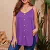 Dámská ležérní vesta plus size s nastavitelnými ramínky, top tílko bez rukávů s výstřihem do V