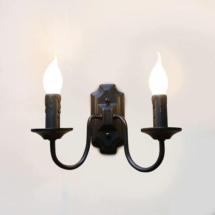 

Чорні промислові настінні свічники, Ретро проста настінна лампа, Домашній декор, Підсвічник для спальні, їдальні, вітальні E14 LED bulb include