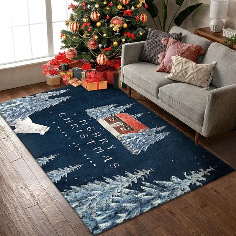 Rote 3D Frohe Weihnachten Dekoration Eingangsteppich Wohnzimmer Couchtisch Decke Weihnachtsmann Schneeflocke Matte Schlafzimmer Teppiche Fußmatten