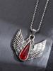 Vintage Celtic Angel Wings Synthetic Ruby Pendant Stainless Steel Necklace for Men Women Fashion Party Punk Jewelry