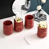 Matte Gold Ceramics Bathroom Set Decor Soap Dispenser Toothbrush Holder cup Soap Dish tray Mouthwash Cup bathroom Washing Set