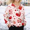 Women's Fashion Valentine's Day Printed Long Sleeve Cardigan Button Jacket