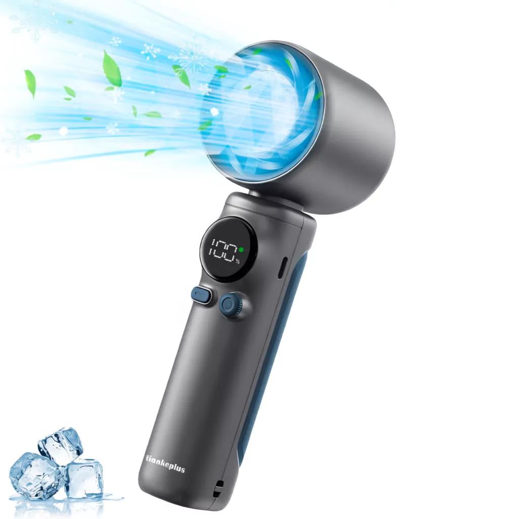 Handheld Ice Cooling Fan With Type C Rechargeable And Adjustable Speed For Outdoor Use