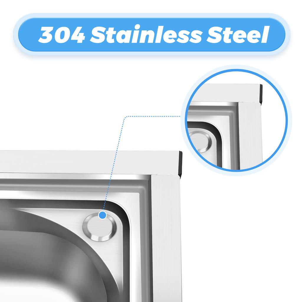 2 Compartment Sink Kitchen Sink, Stainless Steel Utility Sink Free Standing Outdoor, Commercial Restaurant Set w/Faucet