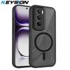 KEYSION Magnetic Phone Case for OPPO Reno12 Pro 5G Silicone+PC Matte Translucent Clear Shockproof Back Cover for OPPO Reno 12 5G