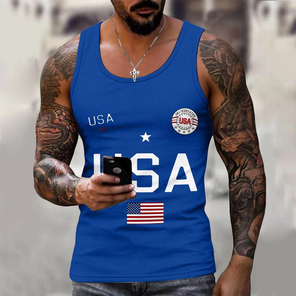 Men 4th Of Shirts USA Muscle Sleeveless Shirt Patriotic Tank Tops