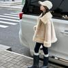 2025 Girls' Autumn/Winter Fleece-Lined Leather & Fur Coat - Stylish One-Piece for Kids