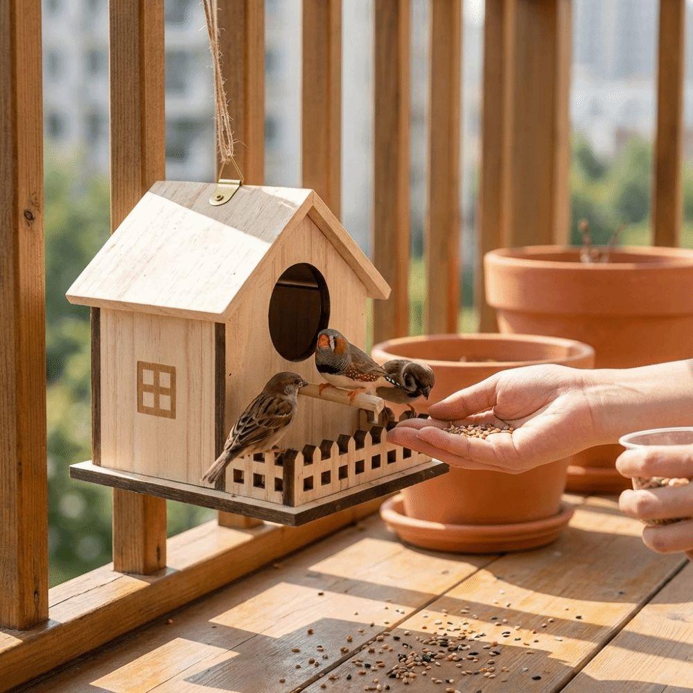 Parrot Mating Box Wood Bird House Hanging Bird Feeder House Bird Nest  Patio Decorative