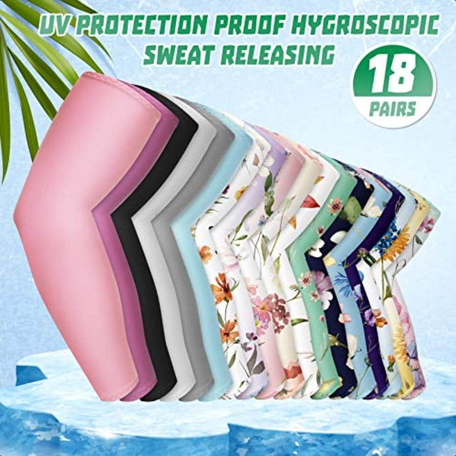 

18 пар садовых рукавов Защита от солнца УФ Рукава для рук для женщин мужчин Цветочный узор Однотонные Охлаждающие Летние Фермерские Комприо United States