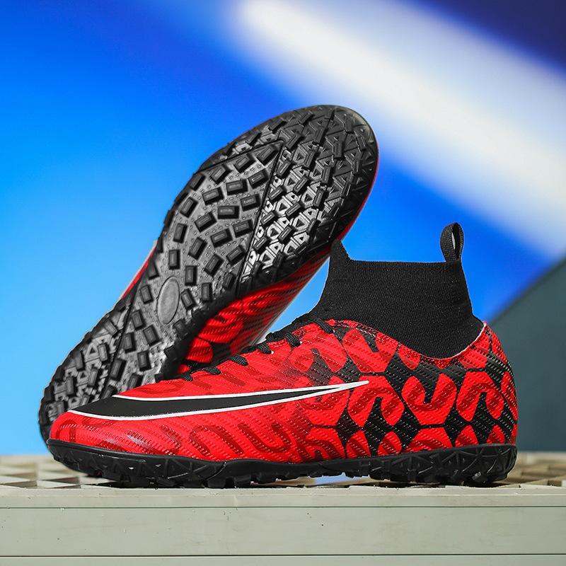 Large Size Football Shoes Men's High-top Teenage Students TF Broken Nails AG Long Nails Competition Training Sports Shoes